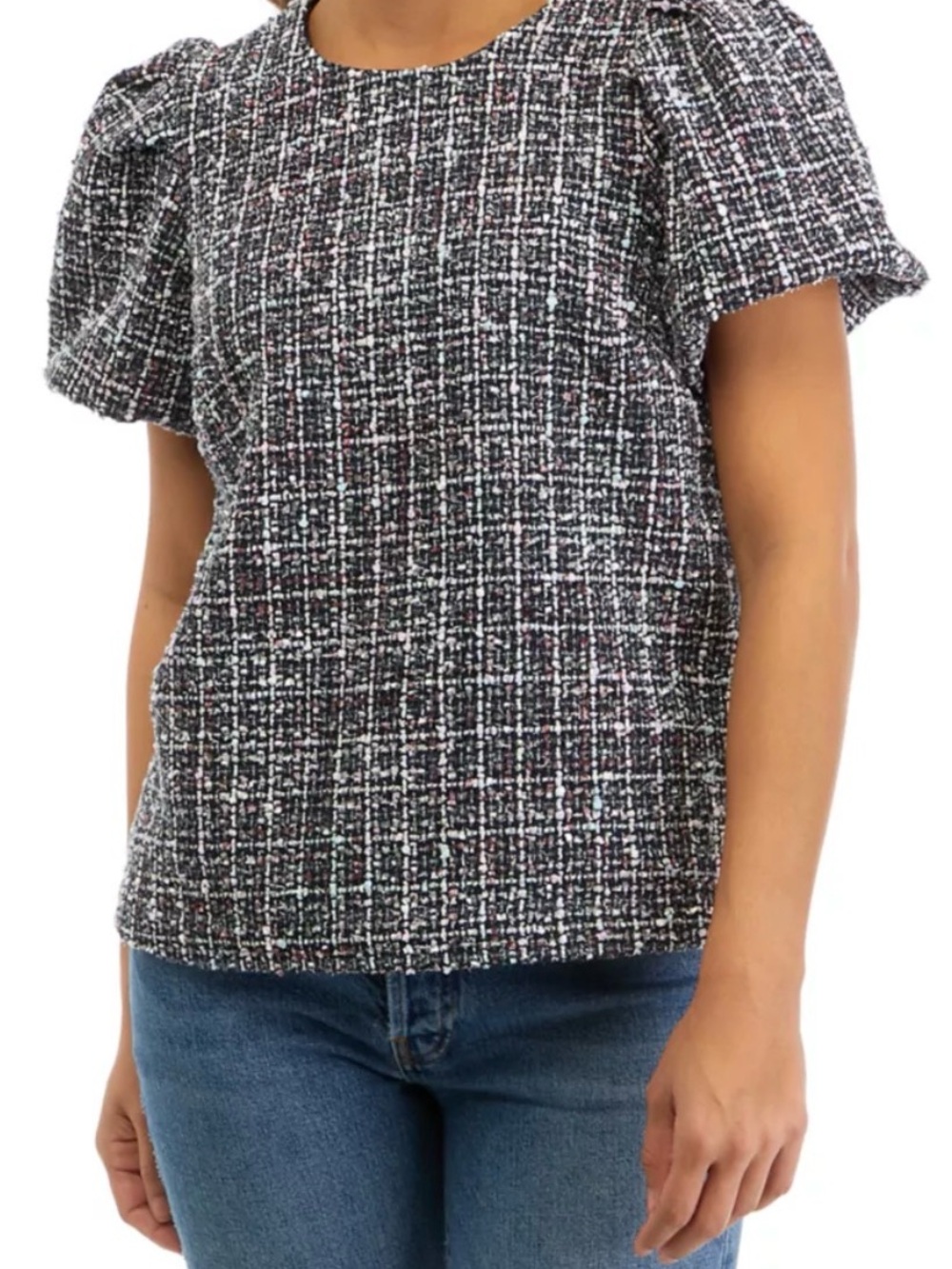 Women's Navy Tweed Top - Crown & Ivy - Small